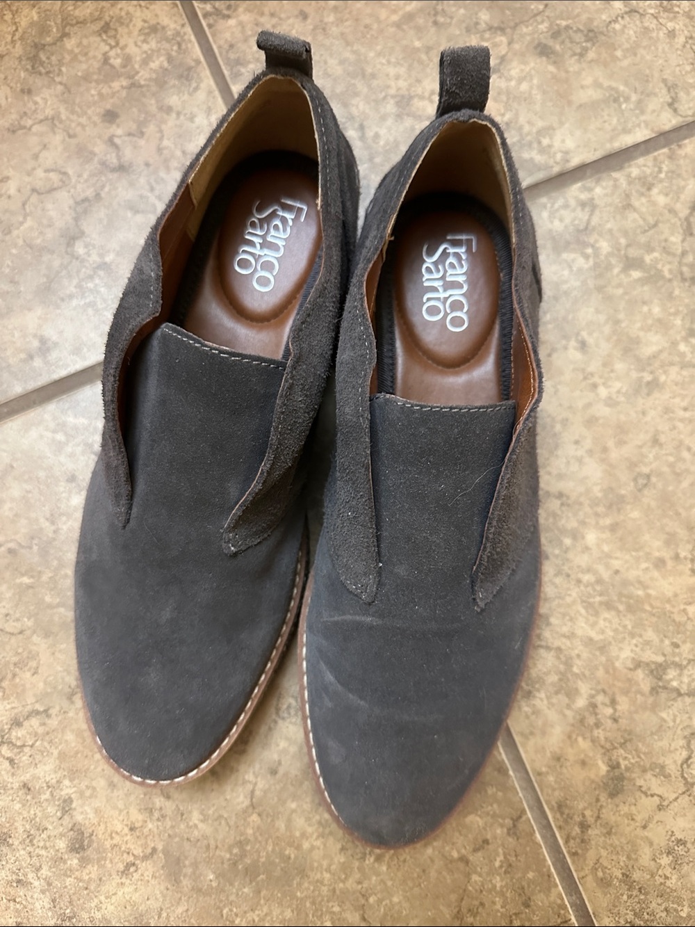 Franco Sarto Women's Dark Gray Suede Slip-On Ankle Boots